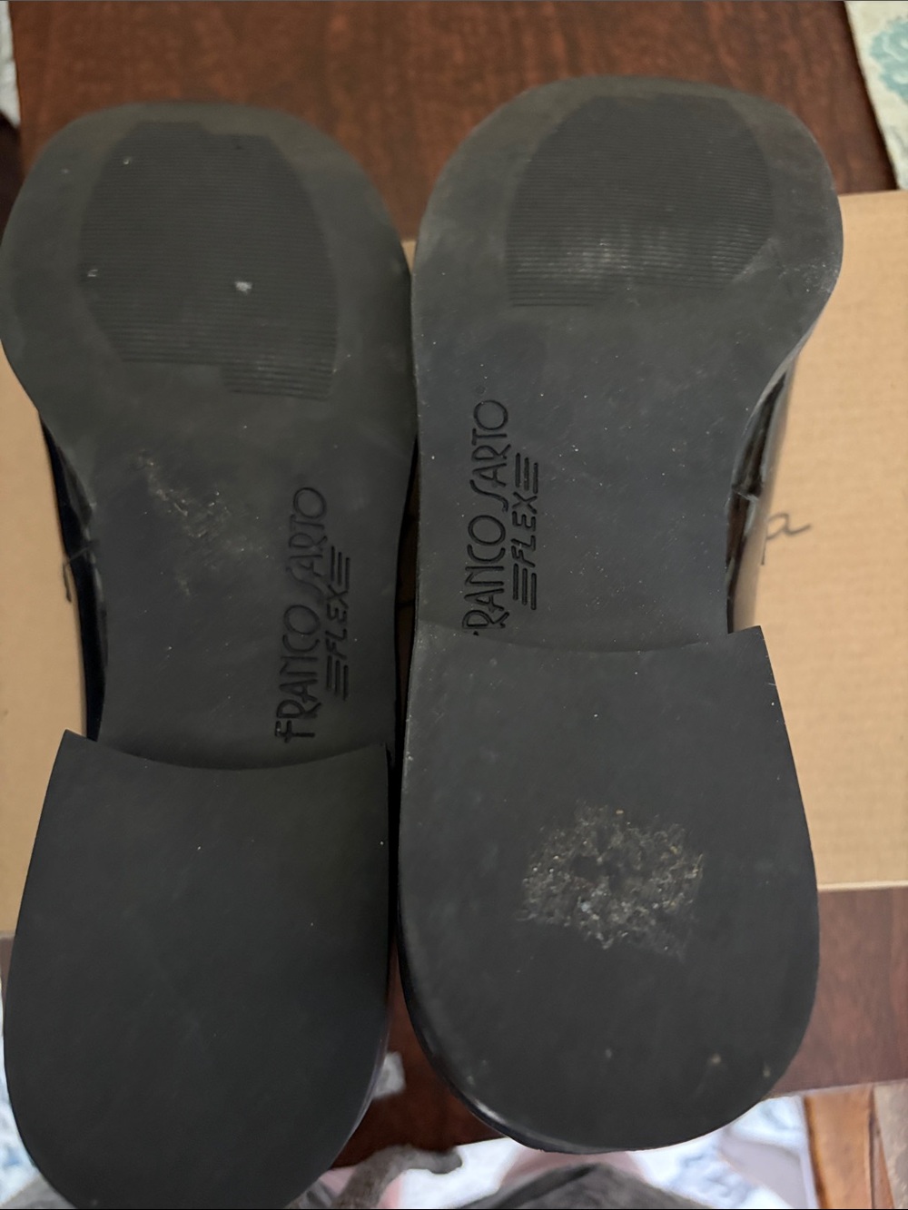 Franco Sarto Black Patent Slip-On Loafers with Red Lining - Picture 5 of 5